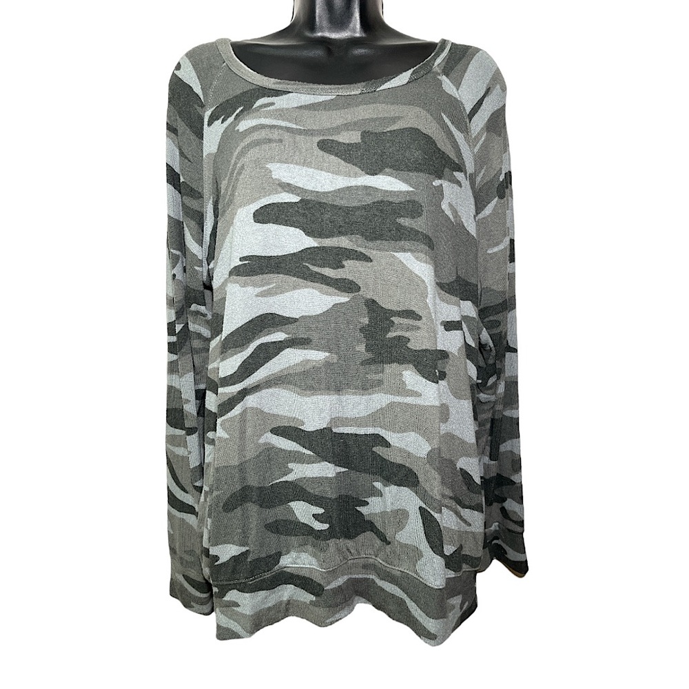 Buffalo David Bitton Gray & Black Camo Print Oversized Sweater